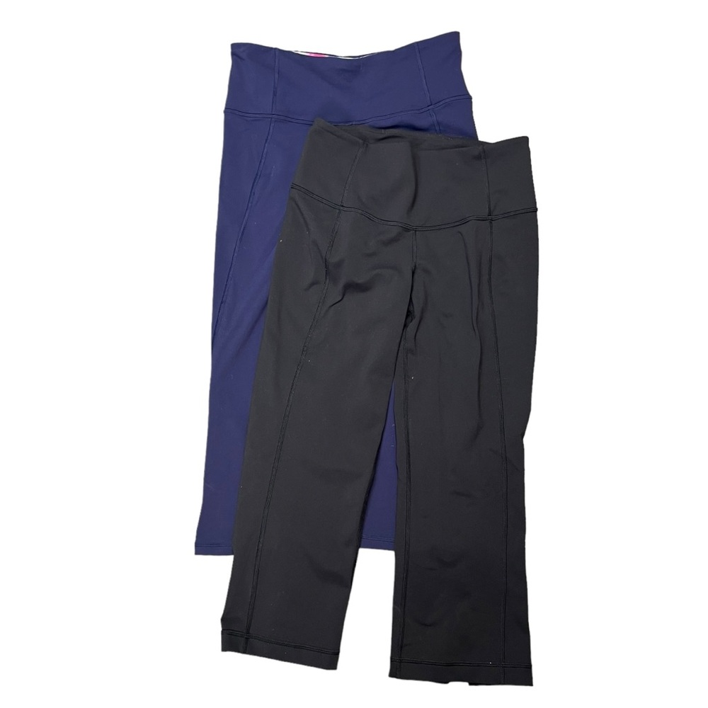 Lululemon Pair of 2 Capri Leggings - Black & Navy Size 6 Workout Pants Cropped